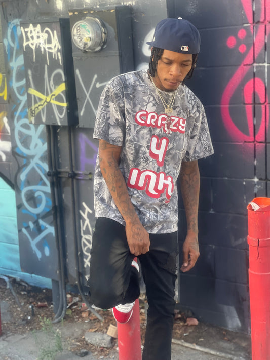 Camouflage Crazy 4 Ink Short Sleeve ( Red &   White Print ) Limited Edition Front & Back