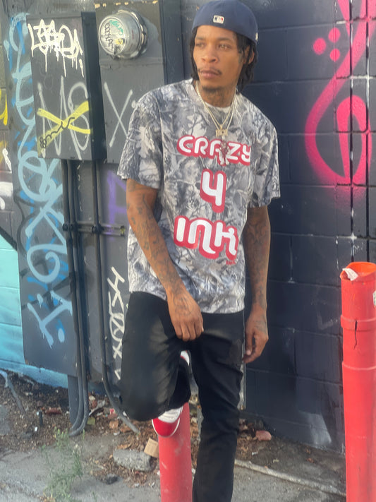 Camouflage Crazy 4 Ink Short Sleeve ( Red &   White Print ) Limited Edition Front & Back